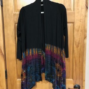 Cardigan with tie dye border